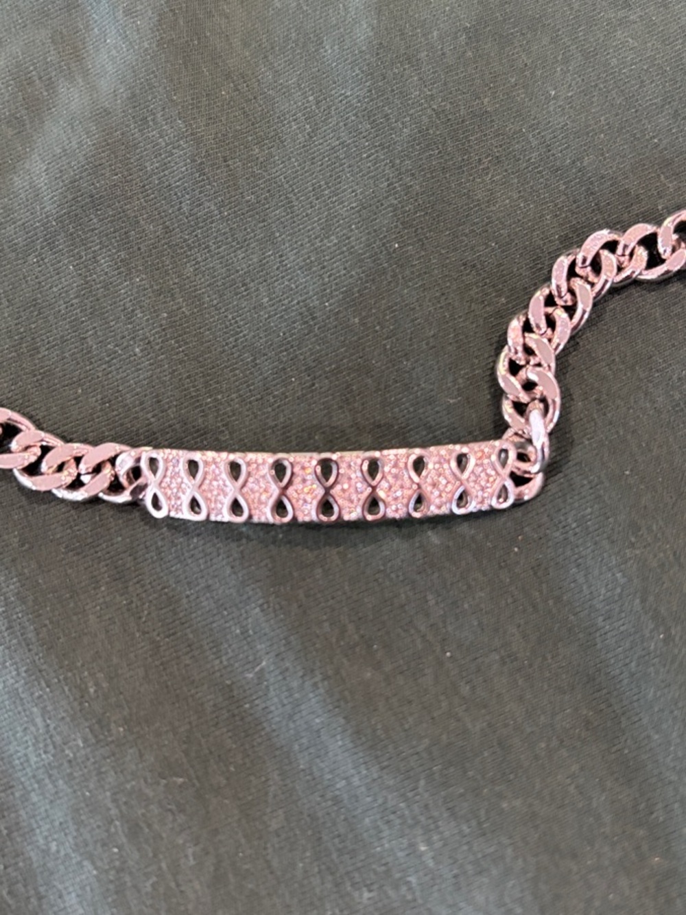 Silver Link ID Bracelet with Decorative Plate - Women Jewelry - Picture 3 of 4